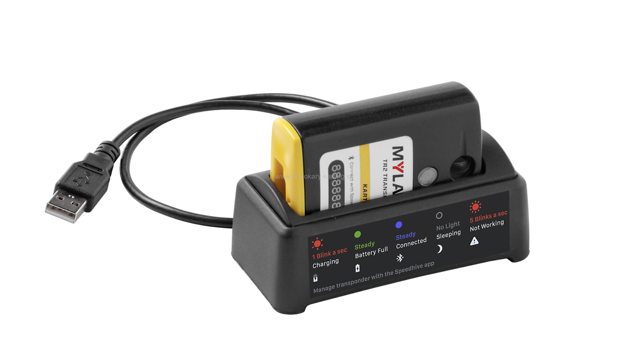 Transpondér MYLAPS TR2 - sada s nabíjačkou a držiakom - obrazek 5